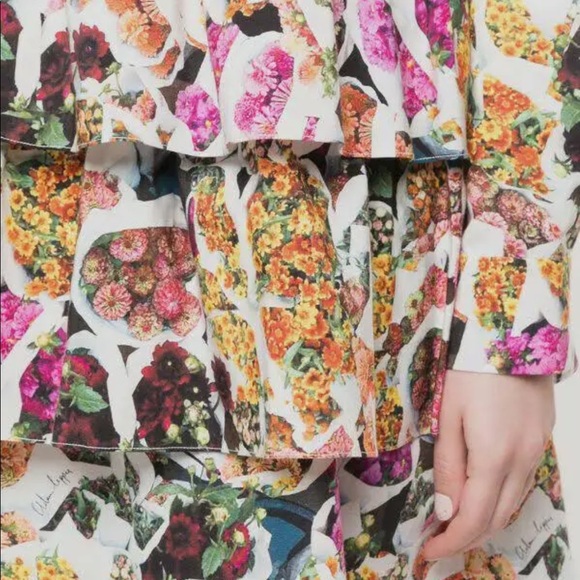 Adam Lippes floral print silk faille tiered mini dress. With pockets! - Picture 3 of 7